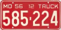 Nummernschilder / Kfz-Kennzeichen USA 1956 1950er Missouri MO