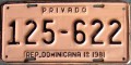 Nummernschilder / Kfz-Kennzeichen Dominikanische Republik 1981 1980er
