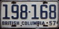Nummernschilder / Kfz-Kennzeichen Kanada 1957 1950er British Columbia