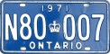 Nummernschilder / Kfz-Kennzeichen Kanada 1971 1970er Ontario