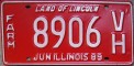 Nummernschilder / Kfz-Kennzeichen USA 1989 1980er Illinois IL