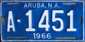 Nummernschilder / Kfz-Kennzeichen Aruba 1966 1960er Aruba