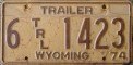 Nummernschilder / Kfz-Kennzeichen USA 1974 1970er Wyoming WY