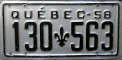 Nummernschilder / Kfz-Kennzeichen Kanada 1958 1950er Quebec