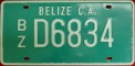 Nummernschilder / Kfz-Kennzeichen Belize 1989 1980er Belize City