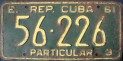 Nummernschilder / Kfz-Kennzeichen Kuba 1961 1960er