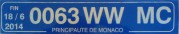 Nummernschilder / Kfz-Kennzeichen Monaco 2014 2010er