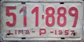 Nummernschilder / Kfz-Kennzeichen Peru 1957 1950er