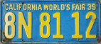 Nummernschilder / Kfz-Kennzeichen USA 1939 1930er california ca