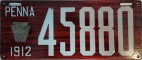 Nummernschilder / Kfz-Kennzeichen USA 1912 1910er Pennsylvania PA