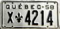 Nummernschilder / Kfz-Kennzeichen Kanada 1958 1950er Quebec