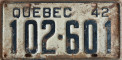 Nummernschilder / Kfz-Kennzeichen Kanada 1949 1940er Quebec